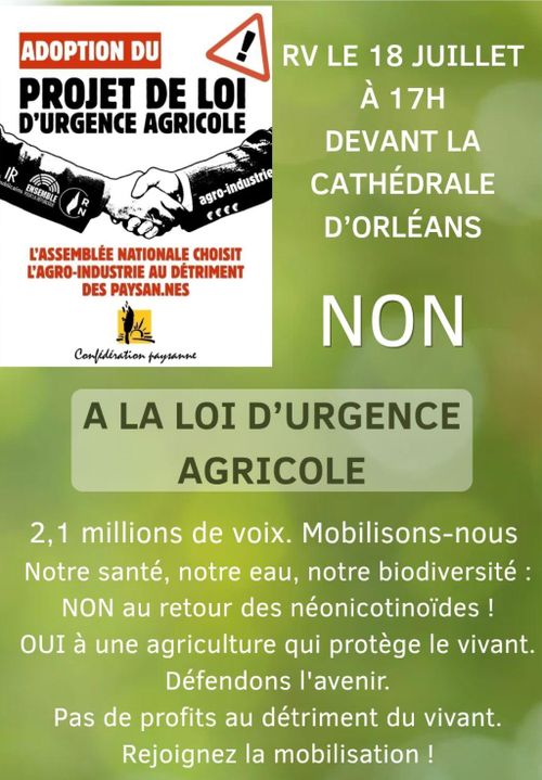 RASSEMBLEMENT contre la loi d'urgence agricole